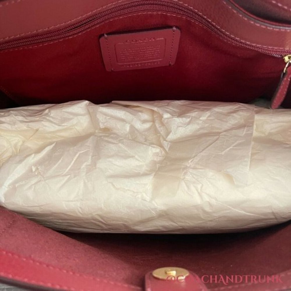 COACH Leather Tote 27 Leather Poppy Red Embossed Horse and Carriage NWT - Picture 14 of 16